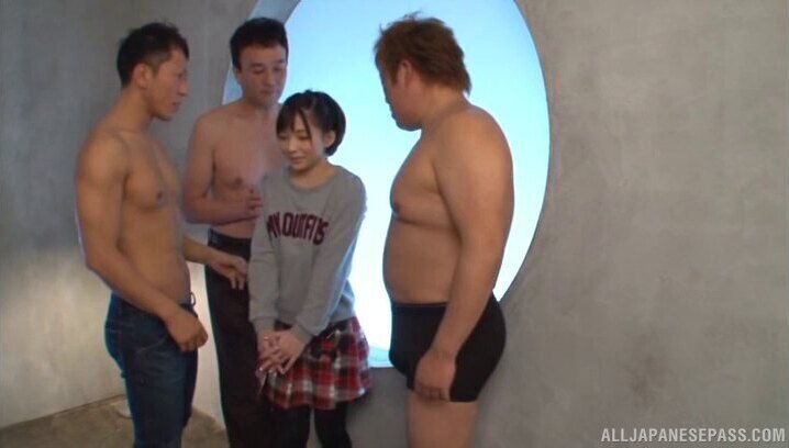 Stunning Japanese chick Urumi Narumi fucked three horny dudes