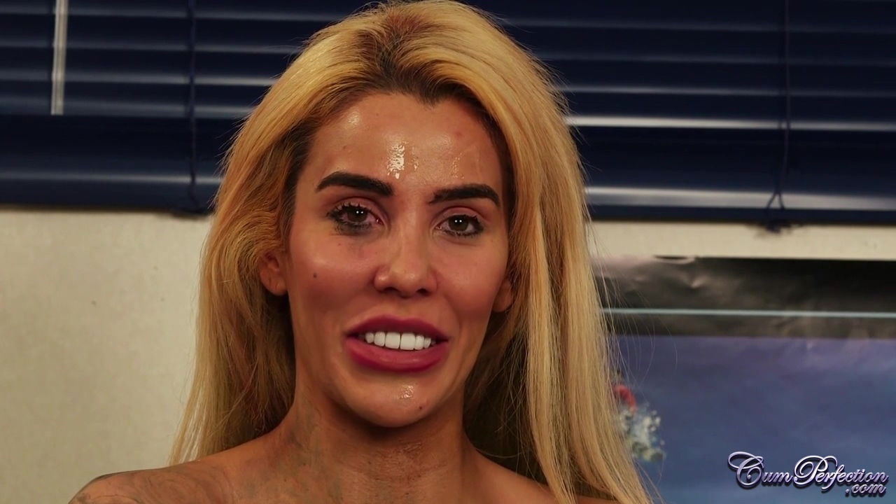 Tattooed blonde, Alice Judge sucks dick gets face, during porn video casting