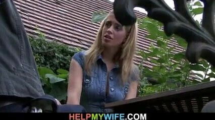 husband watching young wife riding another