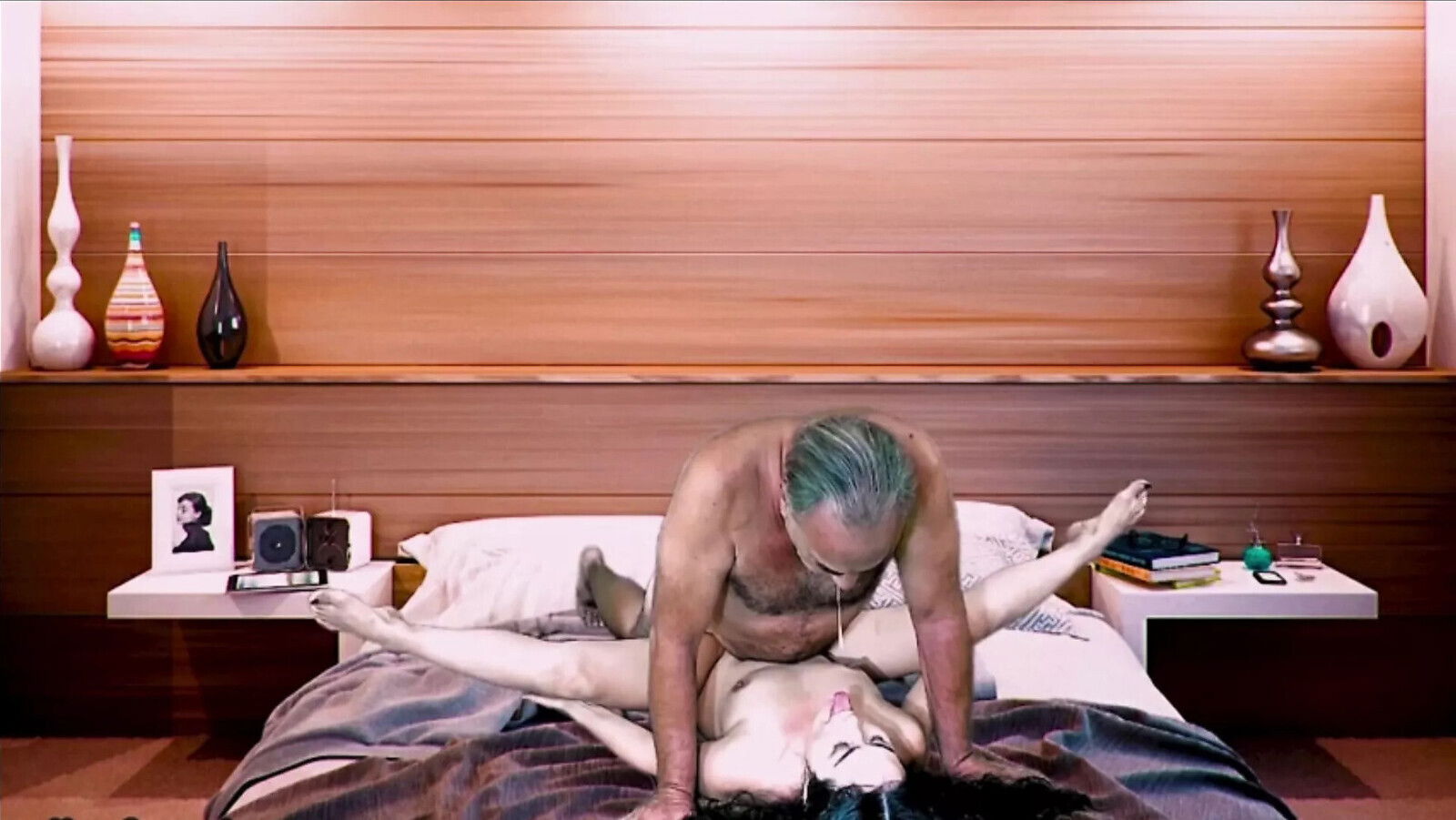 Silver haired Latin with horny bitch