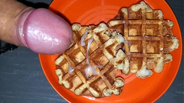 Some waffles with syrup breakfast.