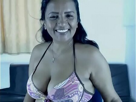 Busty latina aunt dancing