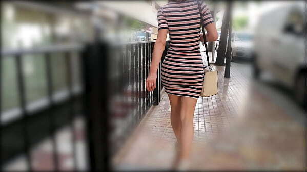 Wife Walking Tight Dress Wiggling Sexy Booty