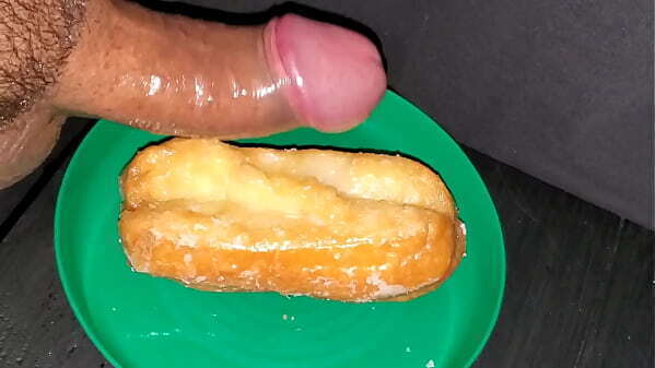 Unloading sweet Sperm over this delicious maple bar. Yummy!!!