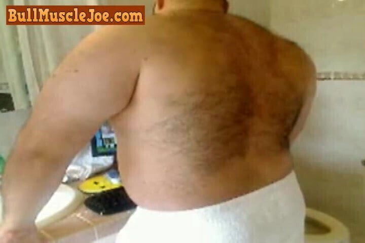 Hairy Muscle Bear Playing With himself Bathroom