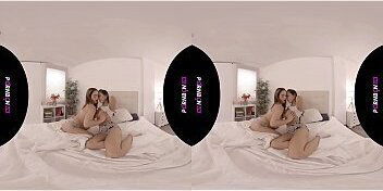 PORNBCN Threesome lesbian virtual reality with porn actresses Katrina Moreno Ginebra Belucci fucking hardcore make feel like they with you. latin latino latinas titfuck butt boobs