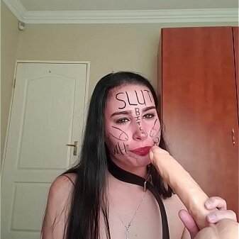 Self humiliation teen slut with body writing