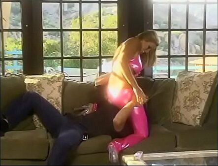 Stunning blonde bombshell pink latex outfit Pandora Dreams made shift without month that'_s can'_t wait minute start fucking with friend