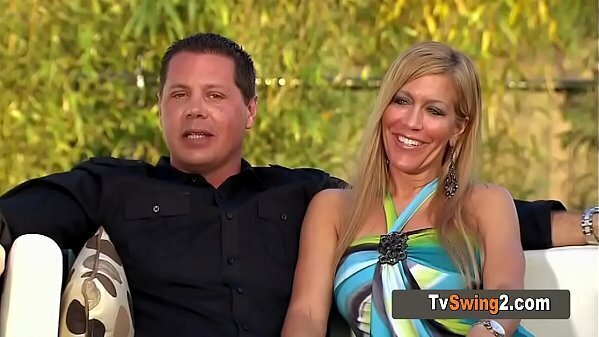Swinger couple talked about their sexual fantasies during pool party.