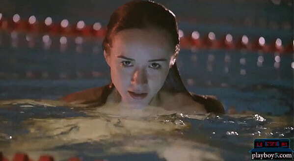 Petite teen hottie skinny dips pool late night