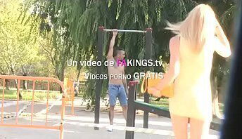 Monica picks up a dude and sucks his dick in a public park