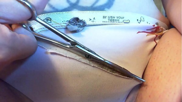 Nicoletta play with this white panty destroy them