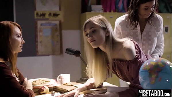 This blonde cutie behaving slutty school