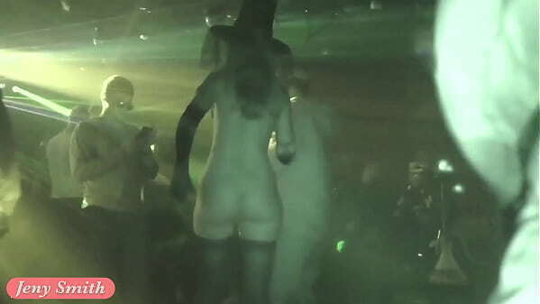 Crazy Halloween bottomless. Upskirt real hidden night club Jeny Smith
