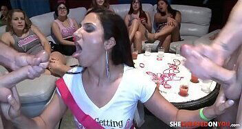 Your new wife takes loads on the face in front of lots of people