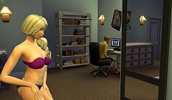 Blonde Catching Teen Masturbating Front Computer