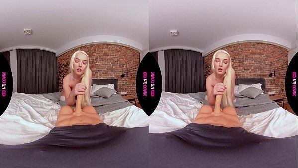 VRConk Teen Blonde Tries Sex With Toy For The First Time