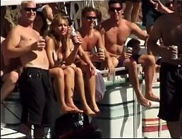 Girls have a party and showing off panties on the beach