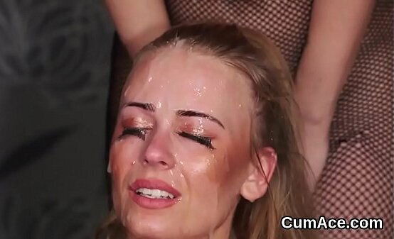 Flirty bombshell gets sperm load face swallowing charge