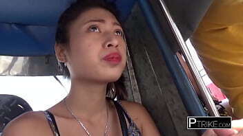 Asian young lady gets hairy pussy.