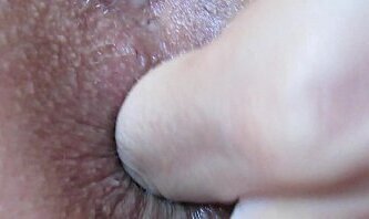 Extreme close play fingering asshole