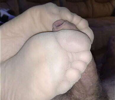 footjob with nylon socks cumshot