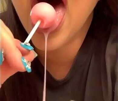 Marcy Diamond giving sloppy blowjob lollipop with tons spit