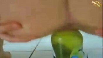 Hot Masturbation With A Beer Bottle