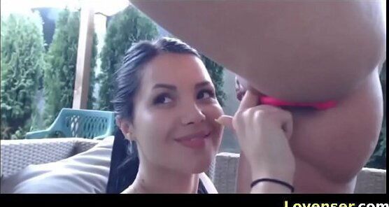 sexy lesbo babes loves kissing masturbating together