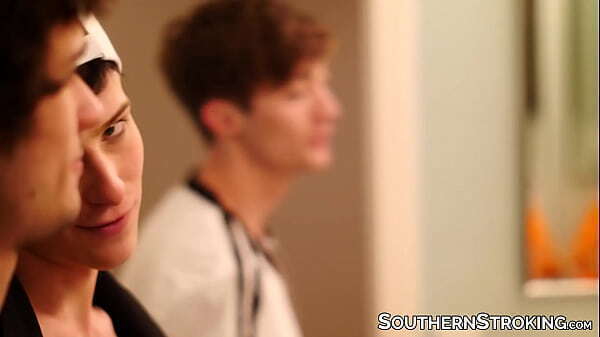 Handsome twinks butt banging sweet threesome