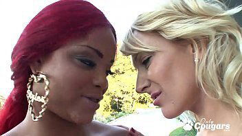 Busty Black Chick Lavish Styles Eats Little White Girlfriend