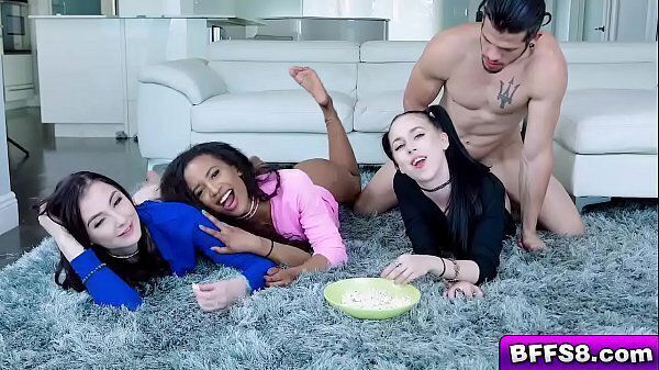 Perv stepbro fucks teens during their movie night!