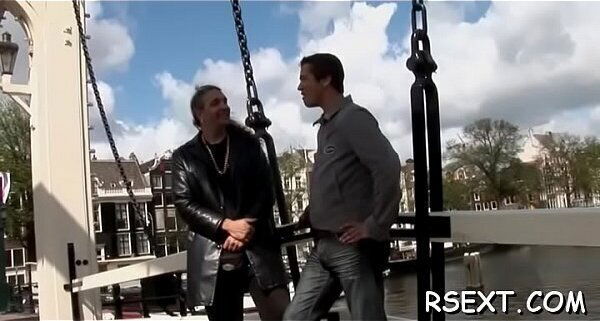 Smoking with bald gives steamy blowjob