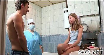 Sweet virgin opens slit stud'_s enjoyment