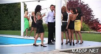 Fellow gets his dick wet by multiple cock hungry babes