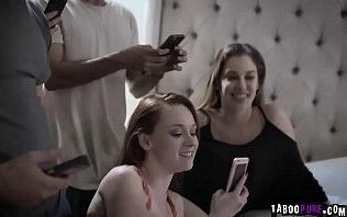 Shy college teen Jaye Summers went to a party and caught by her friends and got fucked while her friends are watching and recording them.