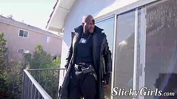 Succubus teases hard before parody interracial threeway