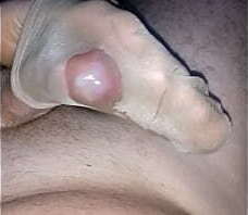 homemade footjob with cumshot inside her shiny nylonsocks