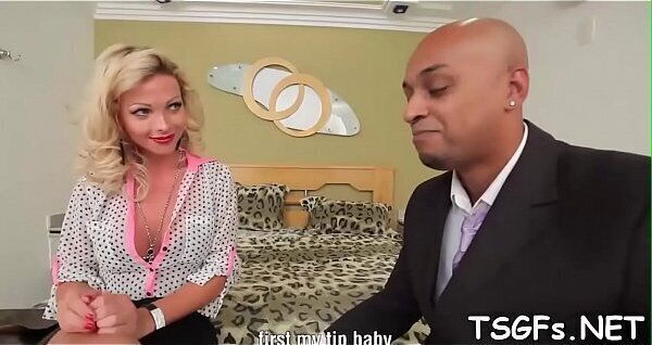 Elegant tgirl shows great riding skills