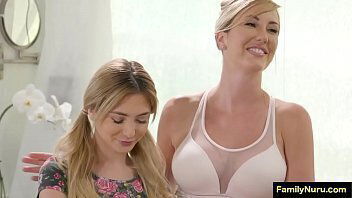 Mother teach daughter massage