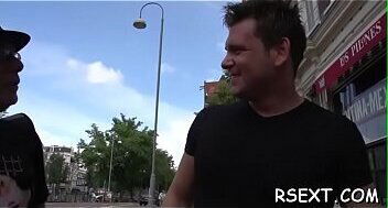 Beautiful hooker gives blowjob takes wazoo