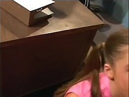 Adorable teacher gives blowjob fingers crack