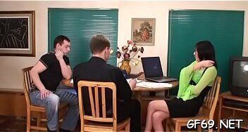 Glamorous beauty entertaining wild horny hunks