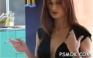 Horny smoking while giving blowjob chap