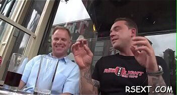 Beautiful babe with a sexy ass bends over and sucks dick hard