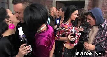 Sweethearts get bored and start a real orgy with some men