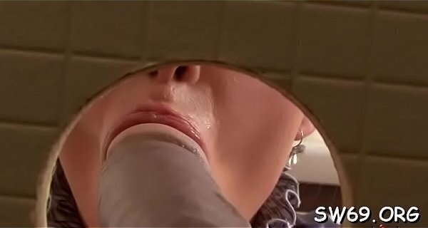 Sweltering gets slimed gloryhole rubbing ribald cleft