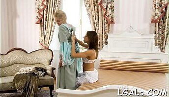 appeal &amp_ sweet-looking teen lesbian chicks relax with dildo