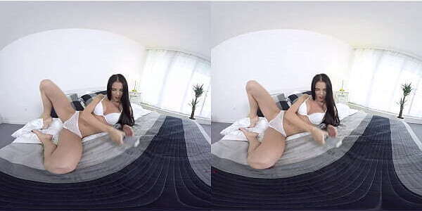 vrpornjack.com brunette masturbates virtual reality