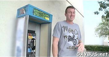 Raunchy dick riding with lusty hunks park